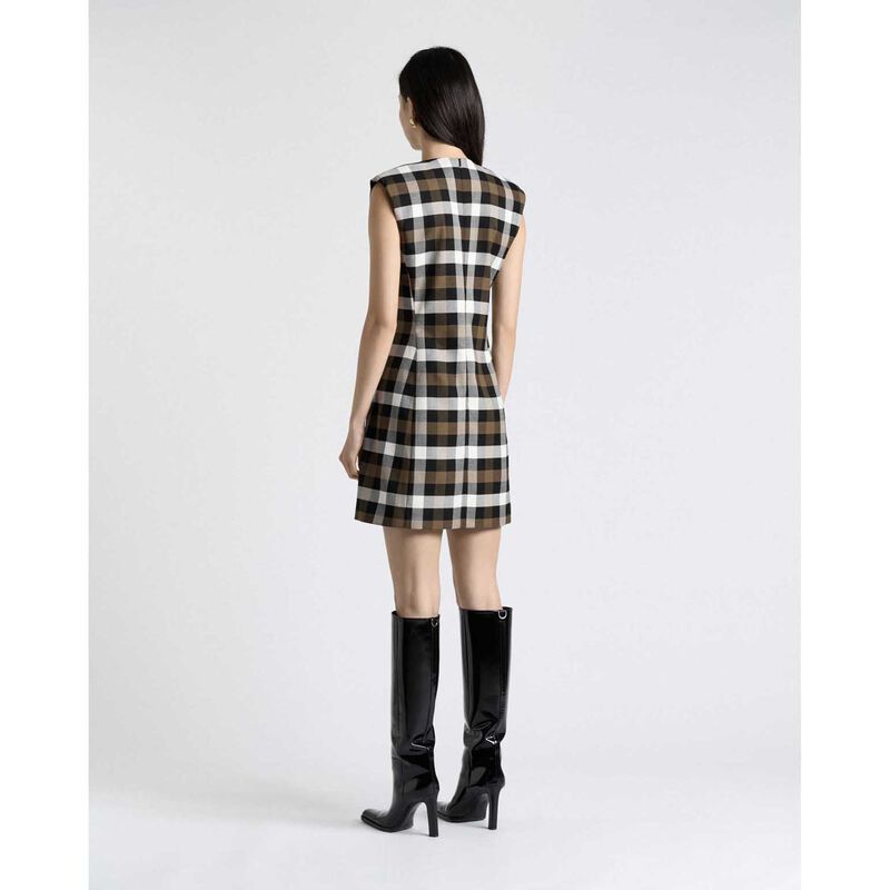 Cue Olive Check Mini Dress image number 1